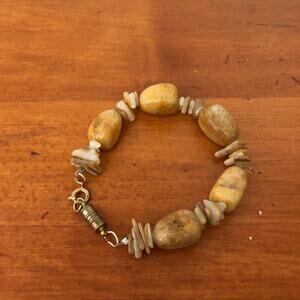 Gorgeous Unique Natural Brown And Tan Gemstone Magnetic Closure Bracelet